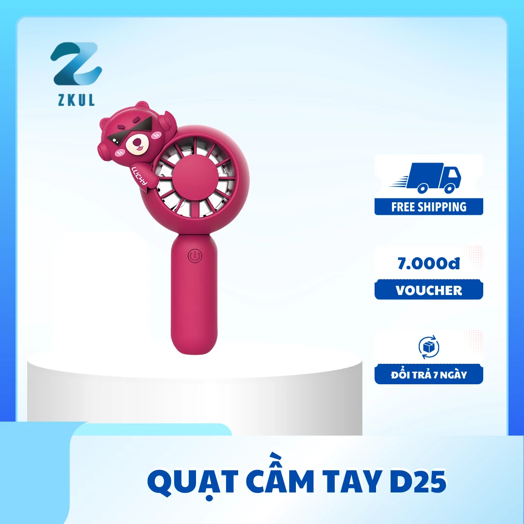 Quạt cầm tay hình gấu màu hồng D25